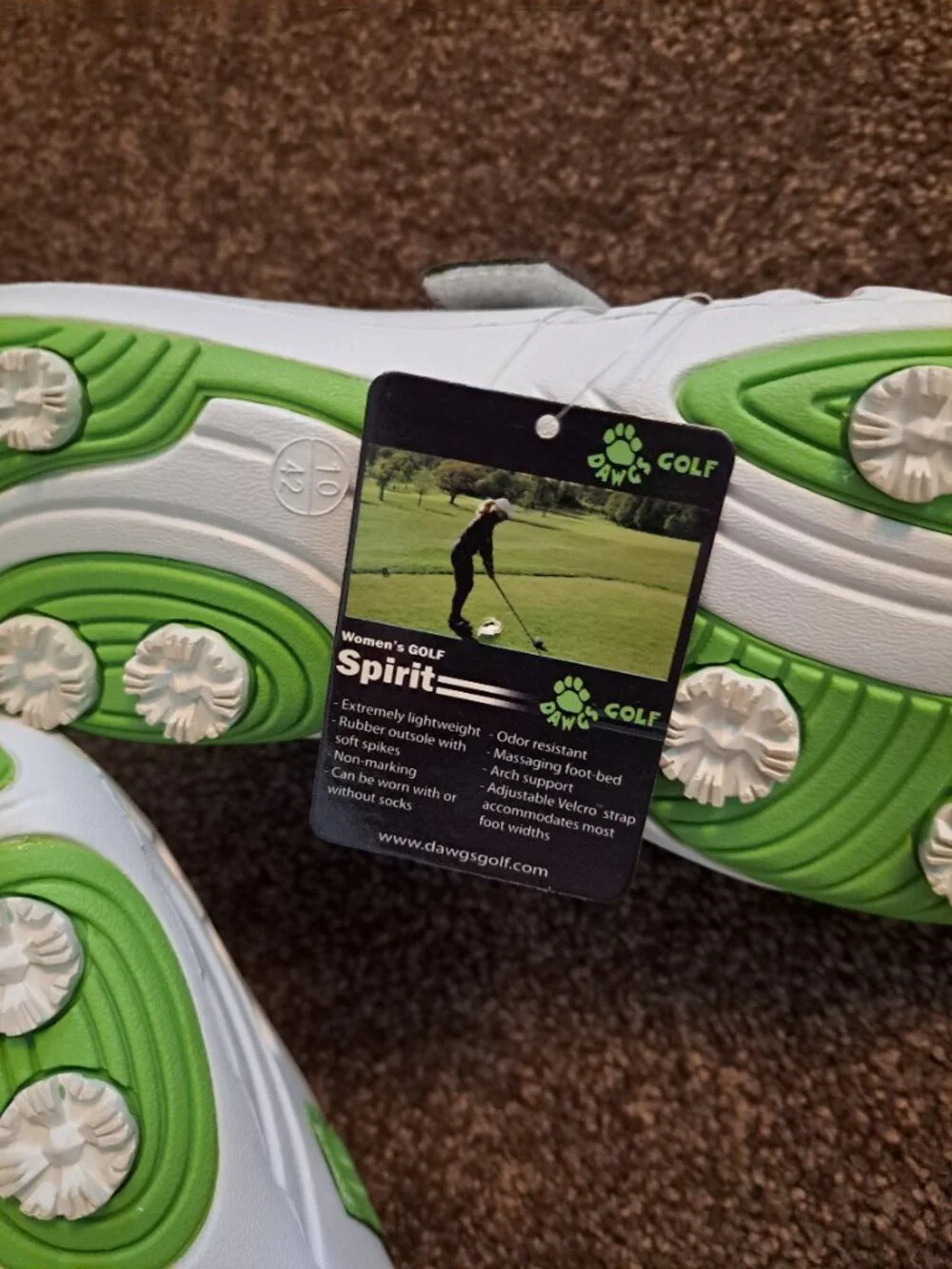 NWT Dawgs Golf Spirit Shoes - Womens White/Lime Green